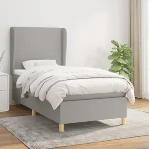 vidaXL Sommier à lattes de lit avec matelas Gris clair 100x200cm Tissu pas cher