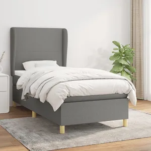 vidaXL Sommier à lattes de lit et matelas Gris foncé 90x190 cm Tissu pas cher