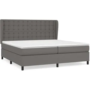 vidaXL Sommier à lattes de lit avec matelas Gris 200x200 cm Similicuir pas cher