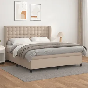 vidaXL Vidaxl Lit À Sommier Tapissier Avec Matelas Cappuccino 160x200 Cm pas cher