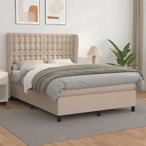 vidaXL Sommier à lattes de lit avec matelas Cappuccino 140x200 cm pas cher