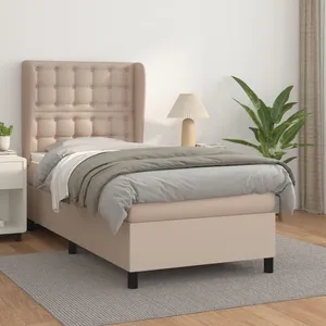 vidaXL Sommier à lattes de lit avec matelas Cappuccino 90x200 cm pas cher