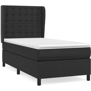 vidaXL Sommier à lattes de lit avec matelas Noir 90x200 cm Similicuir pas cher