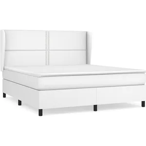 vidaXL Sommier à lattes de lit avec matelas Blanc 160x200cm SimilicuirVendu parcarrefour