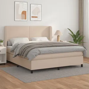 vidaXL Sommier à lattes de lit avec matelas Cappuccino 180x200 cm pas cher