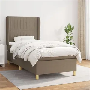 vidaXL Sommier à lattes de lit avec matelas Taupe 80x200 cm Tissu pas cher