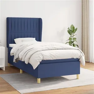 vidaXL Sommier à lattes de lit avec matelas Bleu 80x200 cm Tissu pas cher