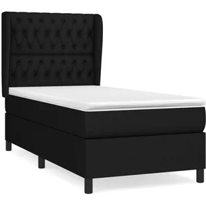 vidaXL Sommier à lattes de lit avec matelas Noir 90x200 cm Tissu pas cher