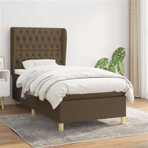 vidaXL Sommier à lattes de lit avec matelas Marron foncé 100x200 cm pas cher