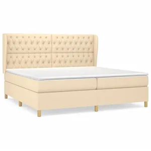 vidaXL Sommier à lattes de lit avec matelas Crème 200x200 cm Tissu pas cher