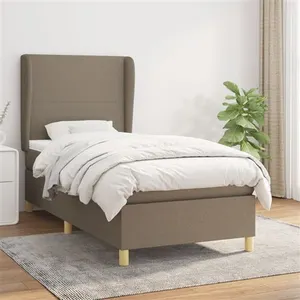 vidaXL Sommier à lattes de lit avec matelas Taupe 80x200 cm Tissu pas cher