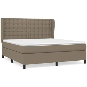 vidaXL Sommier à lattes de lit avec matelas Taupe 160x200 cm Tissu pas cher