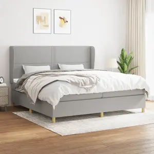 vidaXL Sommier à lattes de lit avec matelas Gris clair 200x200cm Tissu pas cher