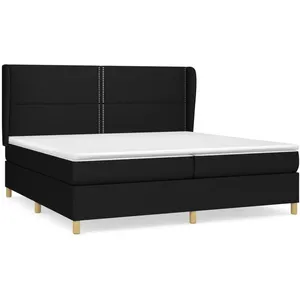 vidaXL Sommier à lattes de lit avec matelas Noir 200x200 cm Tissu pas cher