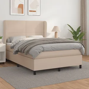 vidaXL Sommier à lattes de lit avec matelas Cappuccino 140x200 cm pas cher
