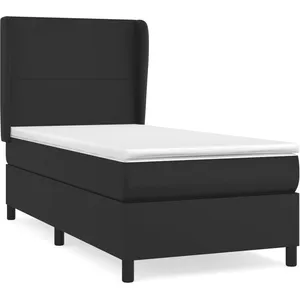 vidaXL Sommier à lattes de lit avec matelas Noir 90x200 cm Similicuir pas cher