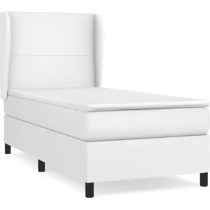 vidaXL Sommier à lattes de lit avec matelas Blanc 90x190 cm Similicuir pas cher