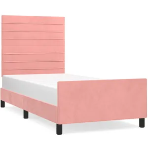 vidaXL Cadre de lit avec tête de lit Rose 100x200 cm Velours pas cher