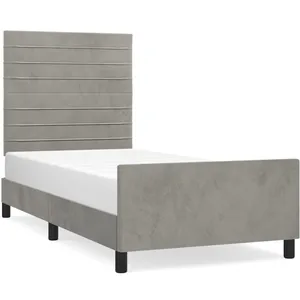 vidaXL Cadre de lit avec tête de lit Gris clair 100x200 cm Velours pas cher