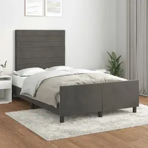 vidaXL Cadre de lit avec tête de lit Gris foncé 120x200 cm Velours pas cher