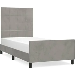 vidaXL Cadre de lit avec tête de lit Gris clair 90x200 cm Velours pas cher