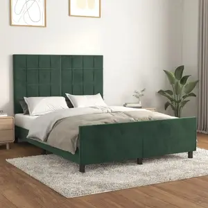 vidaXL Vidaxl Cadre De Lit Sans Matelas Vert Foncé 140x200 Cm Velours pas cher