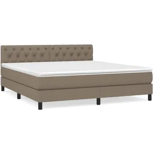 vidaXL Sommier à lattes de lit avec matelas Taupe 160x200 cm Tissu pas cher