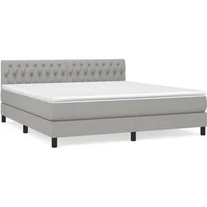 vidaXL Sommier à lattes de lit avec matelas Gris clair 180x200cm Tissu pas cher
