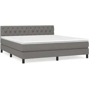 vidaXL Sommier à lattes de lit avec matelas Gris foncé 160x200cm Tissu pas cher