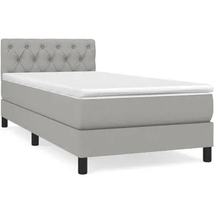 vidaXL Sommier à lattes de lit avec matelas Gris clair 80x200 cm Tissu pas cher