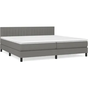 vidaXL Sommier à lattes de lit avec matelas Gris foncé 200x200cm Tissu pas cher