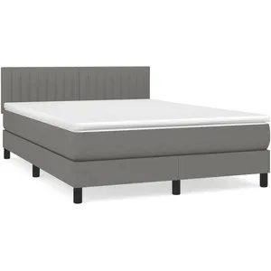 vidaXL Sommier à lattes de lit avec matelas Gris foncé 140x200cm Tissu pas cher