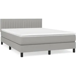 vidaXL Lit à sommier tapissier avec matelas Gris clair 140x200cm Tissu pas cher