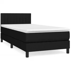 vidaXL Sommier à lattes de lit et matelas Noir 80x200 cm Tissu pas cher