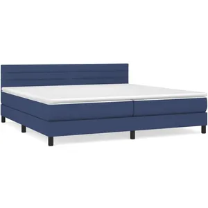 vidaXL Sommier à lattes de lit avec matelas Bleu 200x200 cm Tissu pas cher