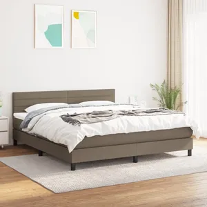 Comparateur de prix : vidaXL Sommier à lattes de lit avec matelas Taupe 180x200 cm Tissu