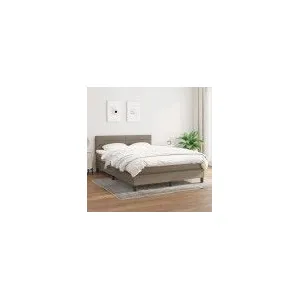 vidaXL Sommier à lattes de lit avec matelas Taupe 140x200 cm Tissu pas cher