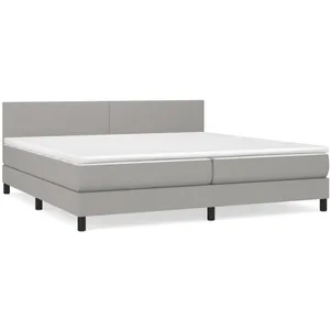 vidaXL Sommier à lattes de lit avec matelas Gris clair 200x200cm Tissu pas cher