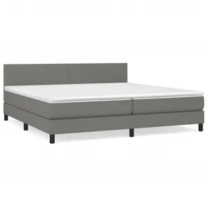 vidaXL Sommier à lattes de lit avec matelas Gris foncé 200x200cm Tissu pas cher