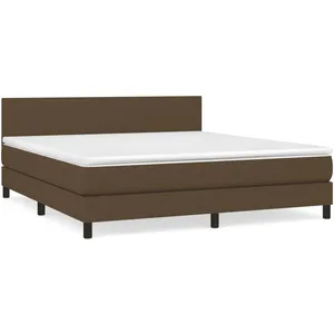 vidaXL Sommier à lattes de lit avec matelas Marron foncé 180x200 cm pas cher