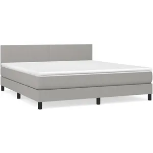 vidaXL Sommier à lattes de lit avec matelas Gris clair 160x200cm Tissu pas cher