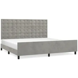 vidaXL Cadre de lit avec tête de lit Gris clair 200x200 cm Velours pas cher