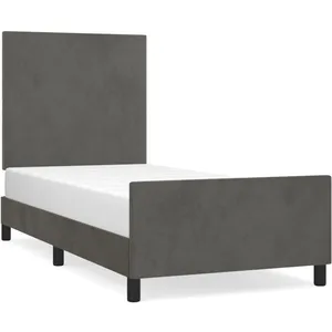 vidaXL Cadre de lit avec tête de lit Gris foncé 80x200 cm Velours pas cher