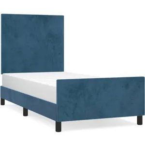vidaXL Cadre de lit avec tête de lit Bleu foncé 80x200 cm Velours pas cher