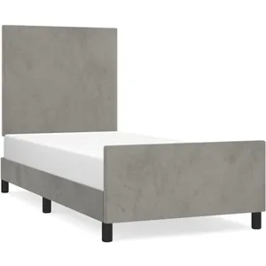 vidaXL Cadre de lit avec tête de lit Gris clair 90x190 cm Velours pas cher