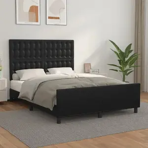 vidaXL Cadre de lit avec tête de lit Noir 140x190 cm Similicuir pas cher