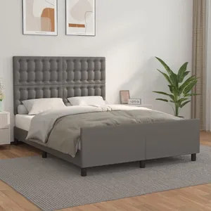 vidaXL Cadre de lit avec tête de lit Gris 140x200 cm Similicuir pas cher