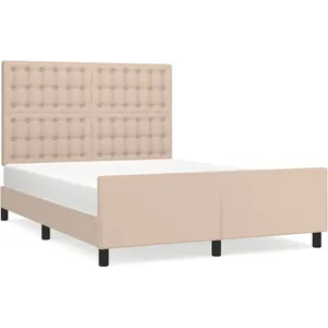 vidaXL Cadre de lit avec tête de lit Cappuccino 140x200 cm Similicuir pas cher