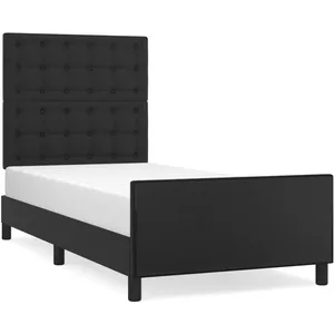 vidaXL Cadre de lit avec tête de lit Noir 90x200 cm Similicuir pas cher