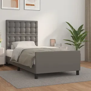 vidaXL Cadre de lit avec tête de lit Gris 90x200 cm Similicuir pas cher